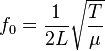 f_0 = \frac{1}{2 L} \sqrt{\frac{T}{\mu}}