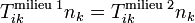T_{ik}^\text{milieu 1} n_k = T_{ik}^\text{milieu 2} n_k