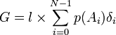 G = l \times \sum_{i=0}^{N-1} p(A_i) \delta_i
