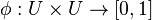 \phi : U \times U \to [0,1]