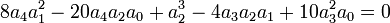  8a_4a_1^2-20a_4a_2a_0+a_2^3-4a_3a_2a_1+10a_3^2a_0=0 ~