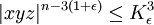 |xyz|^{n-3(1+\epsilon)}\le K_\epsilon^3