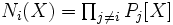 \textstyle N_i(X)=\prod_{j\ne i} P_j[X]