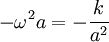-\omega^2 a = - \frac{k}{a^2}