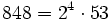 848=2^4 \cdot  53