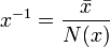 x^{-1} = \frac{\bar x}{N(x)}\,