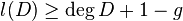 l(D)\ge \deg D + 1-g 