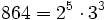 864=2^5 \cdot  3^3