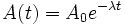 A(t) = A_0 e^{-\lambda t}~