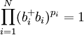 \prod\limits_{i=1}^{N}(b_{i}^{+}b_{i})^{p_{i}}=1