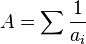 A=\sum\frac1{a_i}