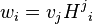 w_i = v_j {H^j}_i  \,
