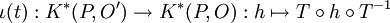 \iota(t):K^*(P,O')\rightarrow K^*(P,O):h\mapsto T\circ h\circ T^{-1}
