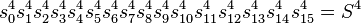 s^4_0 s^4_1 s^4_2 s^4_3 s^4_4 s^4_5 s^4_6 s^4_7 s^4_8 s^4_9 s^4_{10} s^4_{11} s^4_{12} s^4_{13} s^4_{14} s^4_{15} = S^4