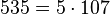 535 = 5 \cdot  107