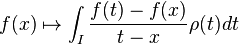 f(x) \mapsto \int_I \frac{f(t)-f(x)}{t-x}\rho (t)dt