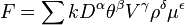  F = \sum k {D^\alpha \theta^\beta V^\gamma \rho^\delta \mu^\epsilon}