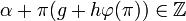 \alpha + \pi(g + h\varphi(\pi)) \in \mathbb Z