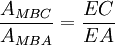 \frac{A_{MBC}}{A_{MBA}}= \frac {EC}{EA}