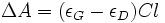 \Delta A = (\epsilon_G - \epsilon_D)Cl\,