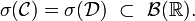 \sigma (\mathcal{C})=\sigma (\mathcal{D})\ \subset \ \mathcal{B}(\mathbb{R}).