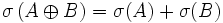 \sigma \left (A\oplus B\right ) = \sigma (A) + \sigma (B)