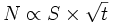 N \propto S \times \sqrt{t}