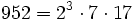  952=2^3 \cdot  7 \cdot  17