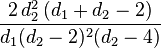 \frac{2\,d_2^2\,(d_1+d_2-2)}{d_1 (d_2-2)^2 (d_2-4)}\!