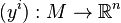 (y^i):M\rightarrow{\mathbb R}^n