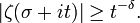 |\zeta(\sigma+it)| \ge t^{-\delta}.