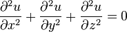 \frac{\partial^2 u}{\partial x^2}+\frac{\partial^2 u}{\partial y^2}+\frac{\partial^2 u}{\partial z^2}=0