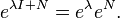 e^{\lambda I + N} = e^{\lambda}e^N. \,