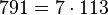  791 = 7 \cdot  113