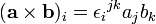  (\mathbf a \times \mathbf b)_i = {\epsilon_i}^{jk}a_jb_k