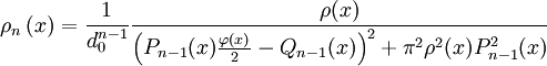 \rho_n\left(x\right)=\frac{1}{d_0^{n-1}} \frac{\rho(x)}{\left(P_{n-1}(x)\frac{\varphi(x)}{2}-Q_{n-1}(x)\right)^2+\pi^2\rho ^2(x)P_{n-1}^2(x)}