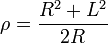 \rho = {R^2 + L^2\over 2R}