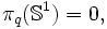 \pi_q(\mathbb{S}^1)=0,\quad