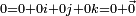 \scriptstyle 0 = 0 + 0i + 0j + 0k = 0 + \vec 0