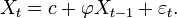  X_t = c + \varphi X_{t-1}+ \varepsilon_t .\,