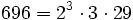 696=2^3 \cdot  3 \cdot  29