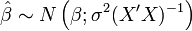 \hat\beta \sim N\left(\beta ; \sigma^2 (X'X)^{-1} \right)