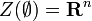 Z(\emptyset)={\mathbf R}^n 