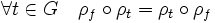 \forall t \in G \quad \rho_f\circ\rho_t=\rho_t\circ\rho_f