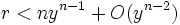 r<n y^{n-1}+O(y^{n-2})\,