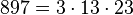 897=3 \cdot  13 \cdot  23