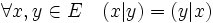 \forall x,y \in E \quad (x|y)=(y|x)\,