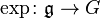 \exp\colon \mathfrak g \to G