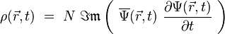  \rho(\vec{r},t) \ = \ N \ \Im\mathfrak m  \left( \ \overline{\Psi} (\vec{r},t) \ \frac{\partial \Psi(\vec{r},t)}{\partial t} \ \right)