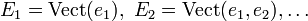 E_1={\mathrm {Vect}}(e_1),\ E_2={\mathrm {Vect}}(e_1,e_2),\ldots